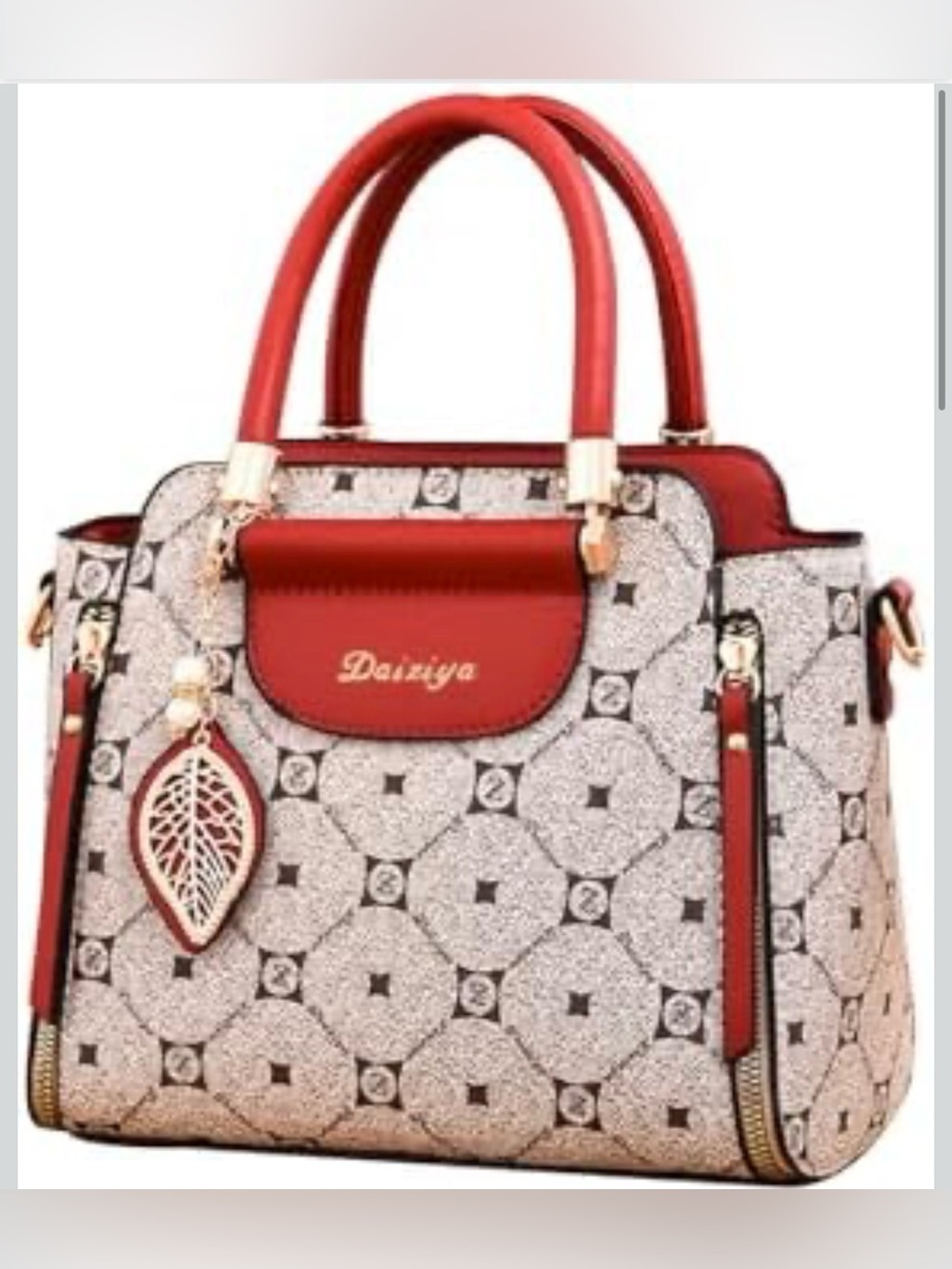 NWOT Red Patterned Top-Handle Satchel crossbody bag
